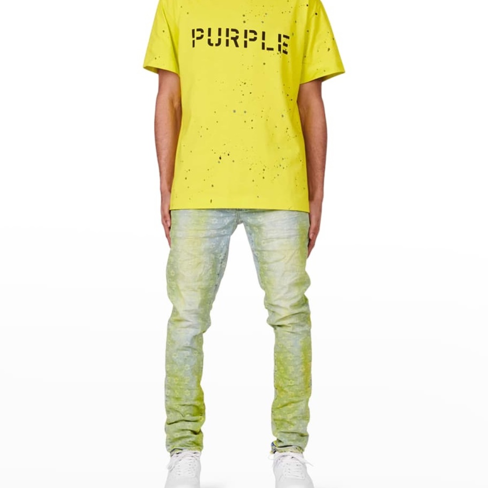 Purple Men's Printed Over-Dye Skinny Jeans